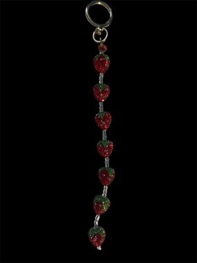 Strawberry purse Charm Keychain  - Red rhinestone